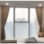 Rèm vải cản nắng 2 lớp thêu nghệ thuật